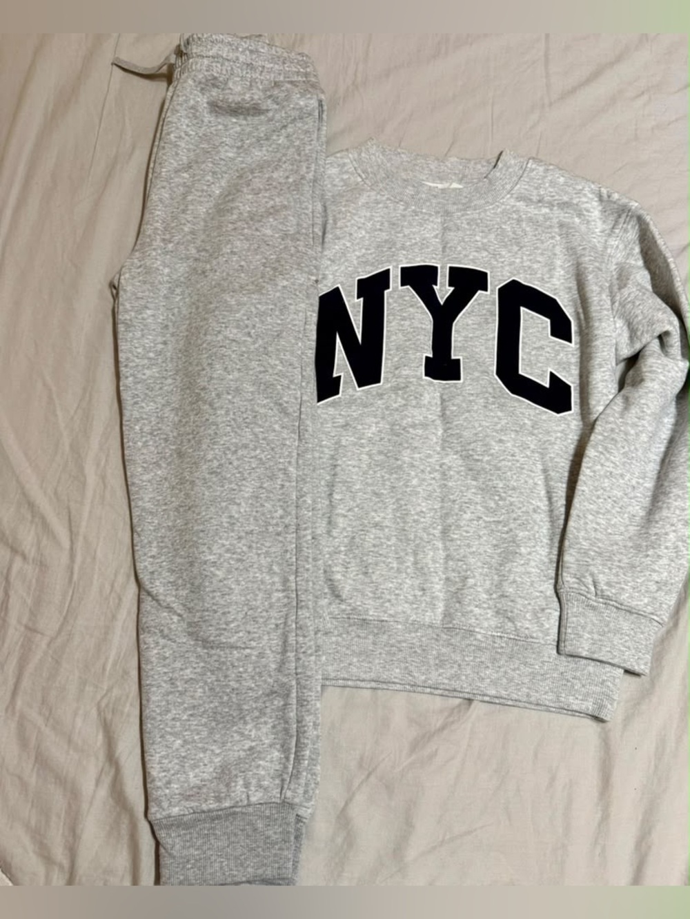 H&M Light Grey Kids Sweatpants with 'NYC' Graphic